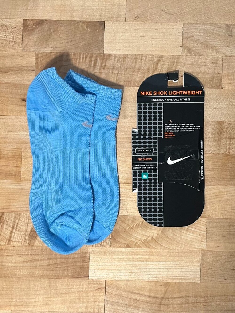 New Men's Large 8-12 Nike Shox Lightweight Dri Fit No Show Running Socks Blue